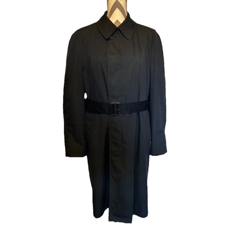London Fog Main Men's Trench Coat Size 40 Short Removable Sherpa Lining Belt